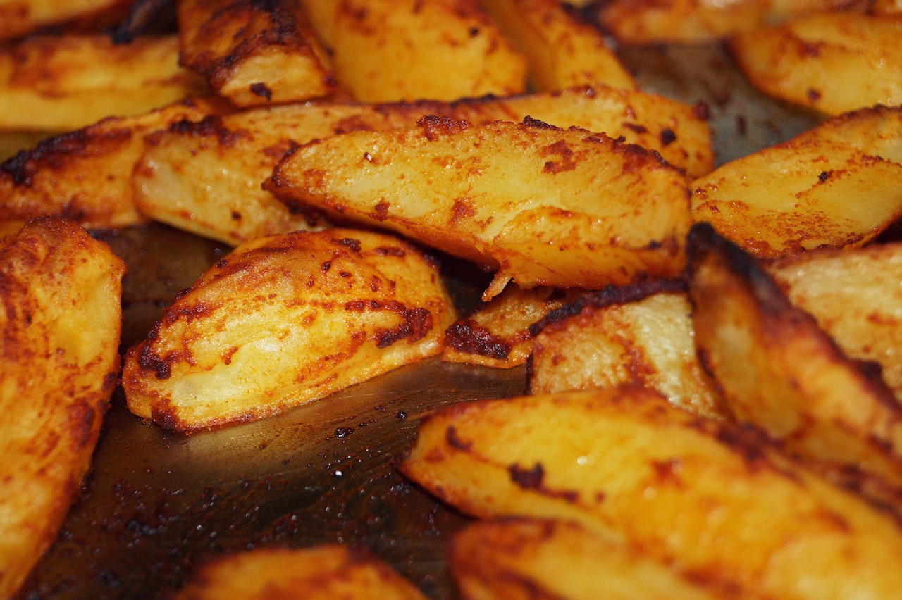 Sweet potatos baked in an oven