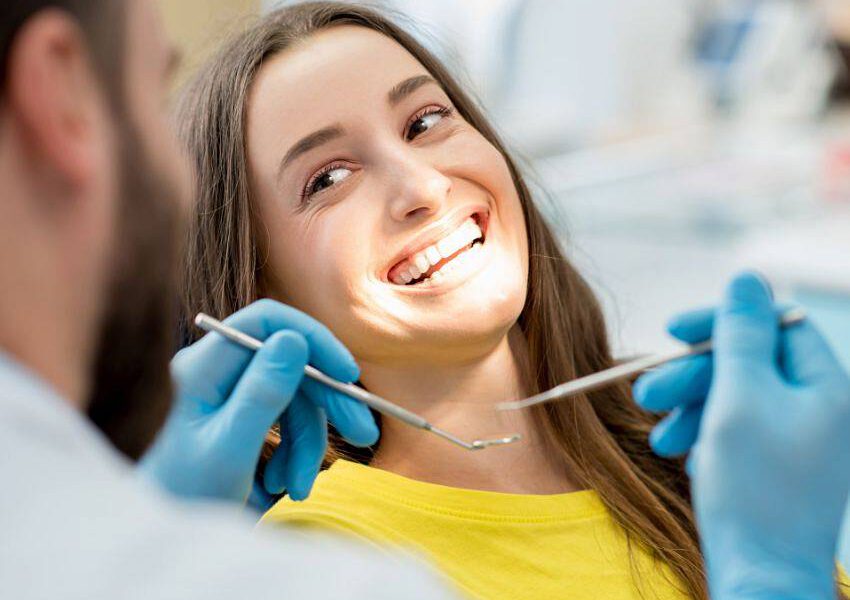 Young woman getting dental care